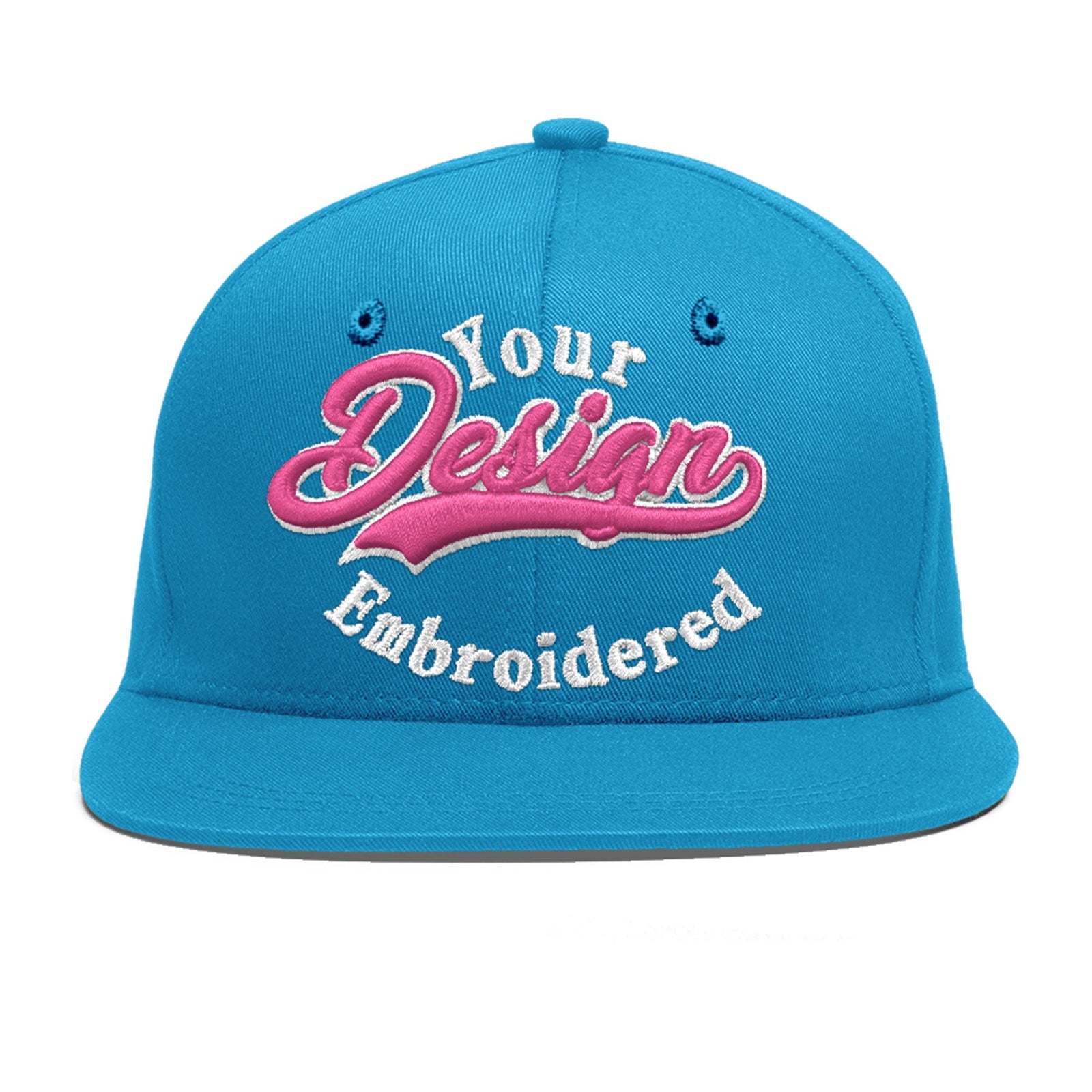 Custom Light Blue 3D Puff Embroidery Flat Embroidery Casual Sport Baseball Cap