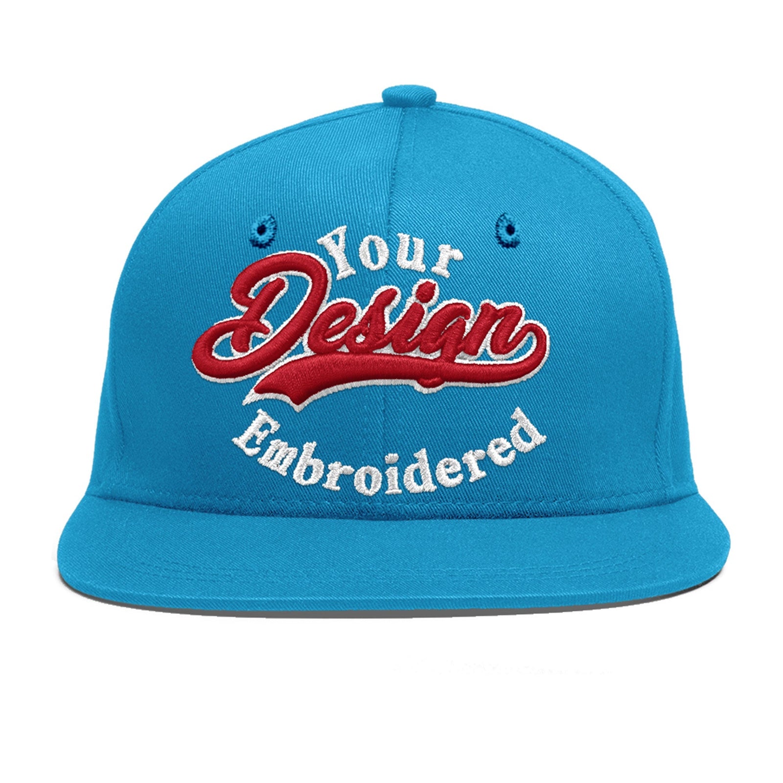 Custom Light Blue 3D Puff Embroidery Flat Embroidery Casual Sport Baseball Cap