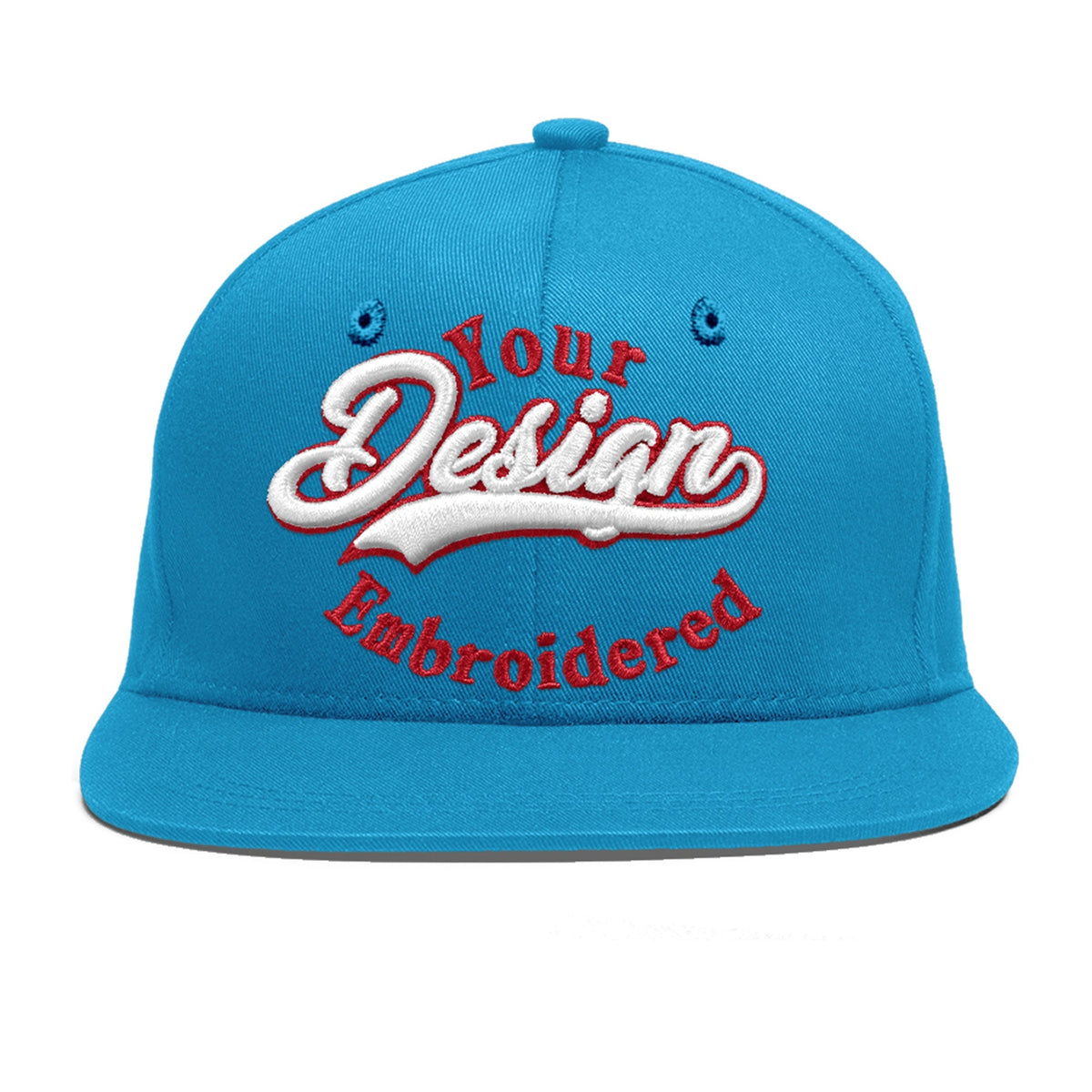 Custom Light Blue 3D Puff Embroidery Flat Embroidery Casual Sport Baseball Cap