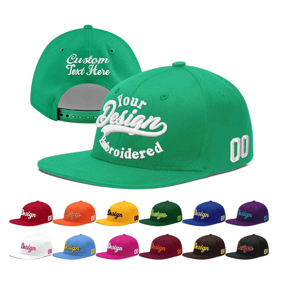 Custom Aqua 3D Puff Embroidery Flat Embroidery Casual Sport Baseball Cap