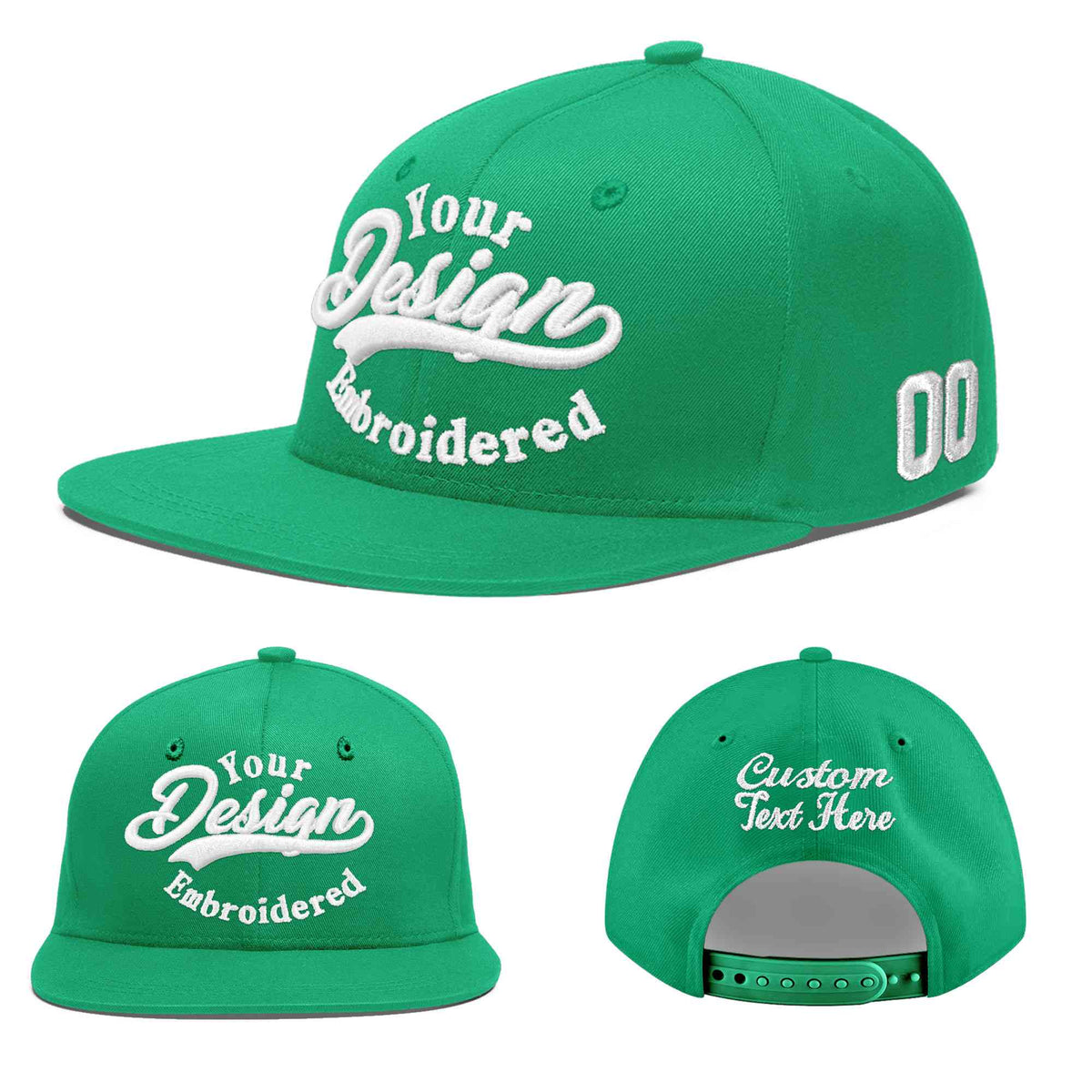 Custom Aqua 3D Puff Embroidery Flat Embroidery Casual Sport Baseball Cap