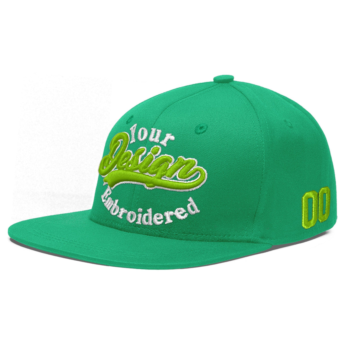 Custom Aqua 3D Puff Embroidery Flat Embroidery Casual Sport Baseball Cap