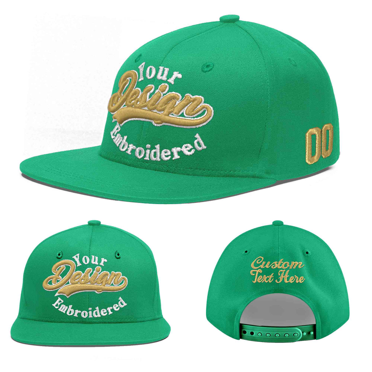 Custom Aqua 3D Puff Embroidery Flat Embroidery Casual Sport Baseball Cap