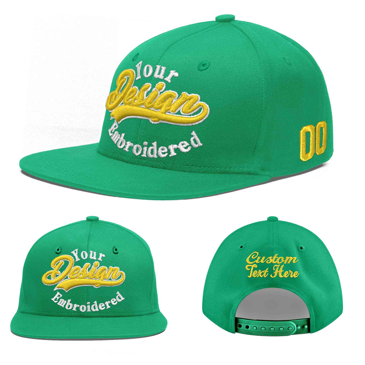 Custom Aqua 3D Puff Embroidery Flat Embroidery Casual Sport Baseball Cap