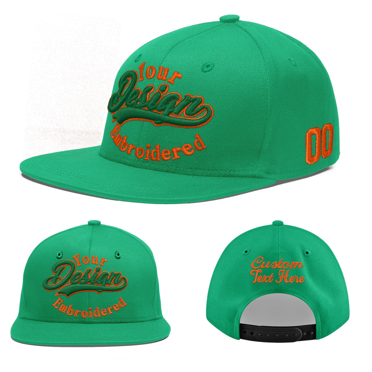 Custom Aqua 3D Puff Embroidery Flat Embroidery Casual Sport Baseball Cap