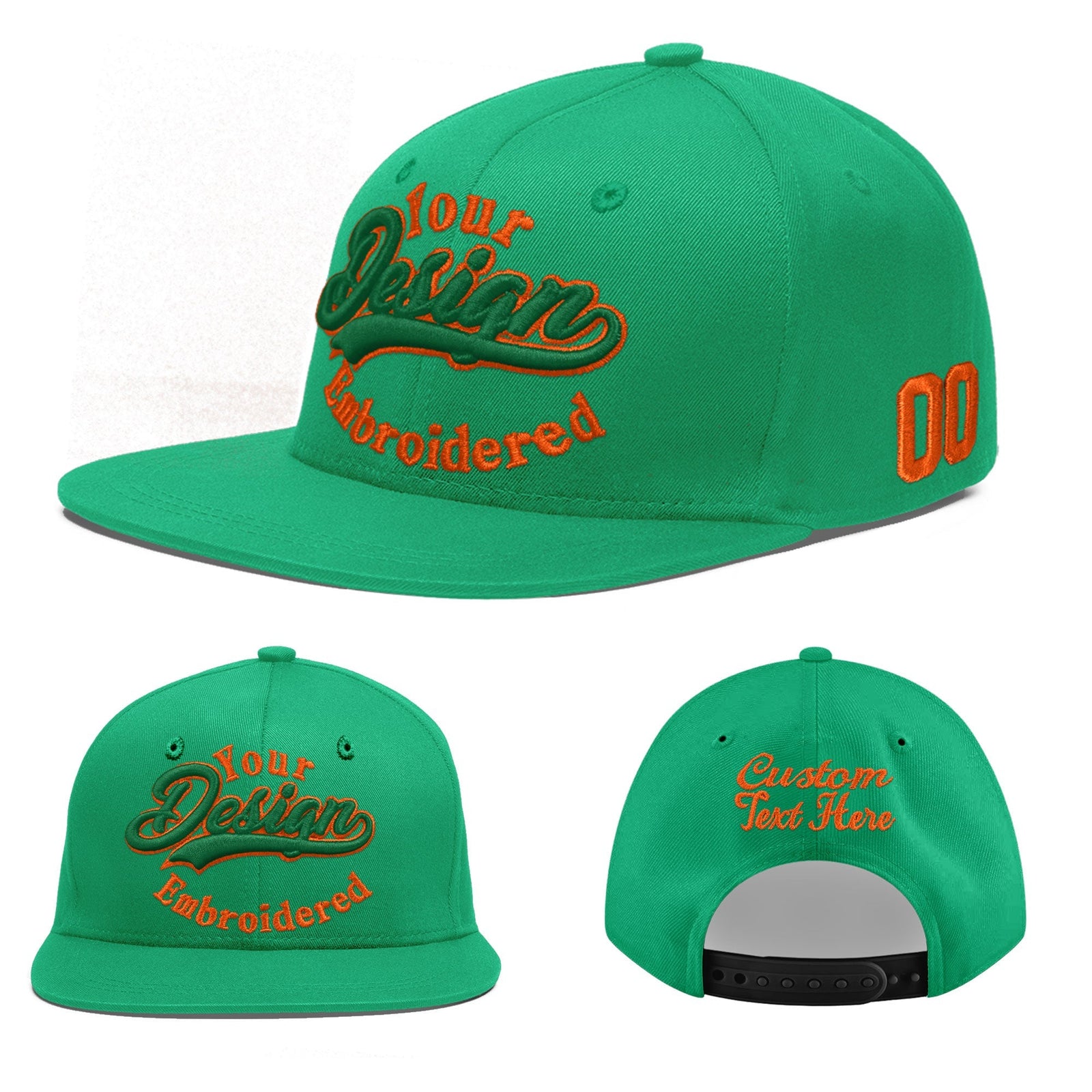 Custom Aqua 3D Puff Embroidery Flat Embroidery Casual Sport Baseball Cap