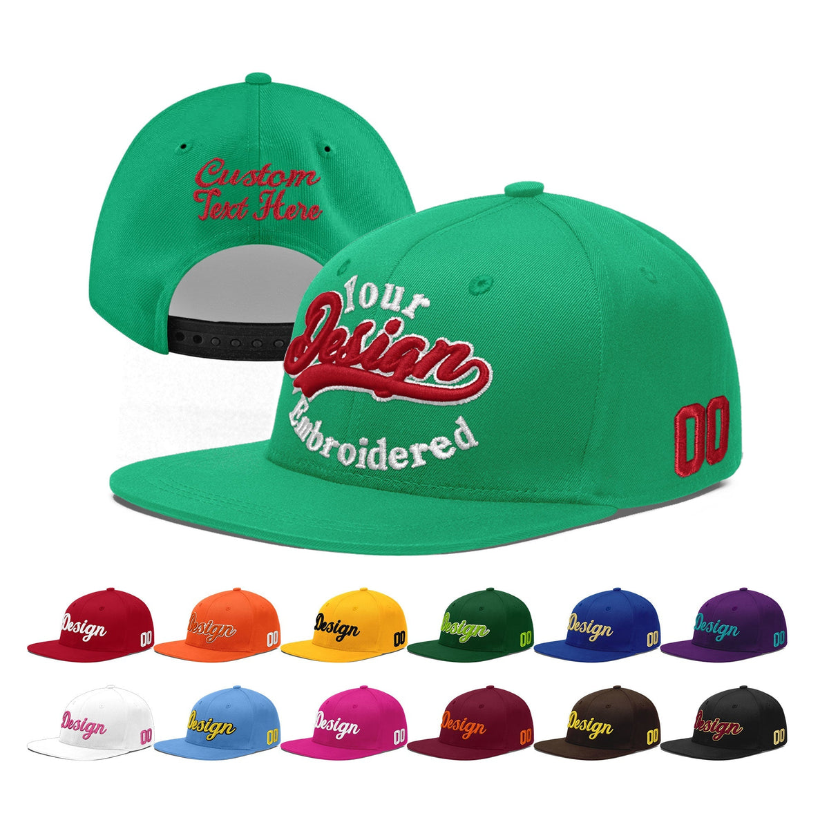 Custom Aqua 3D Puff Embroidery Flat Embroidery Casual Sport Baseball Cap