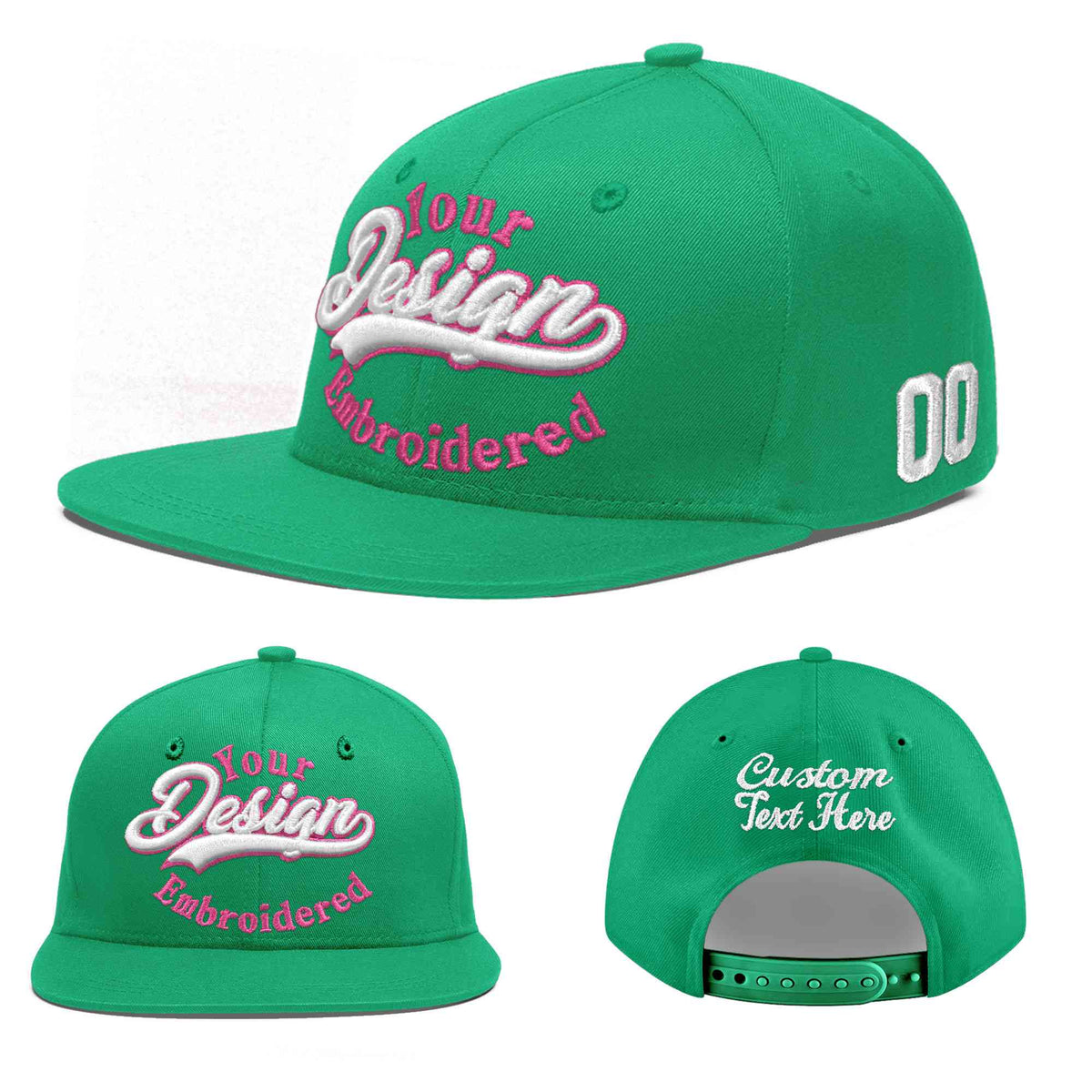 Custom Aqua 3D Puff Embroidery Flat Embroidery Casual Sport Baseball Cap