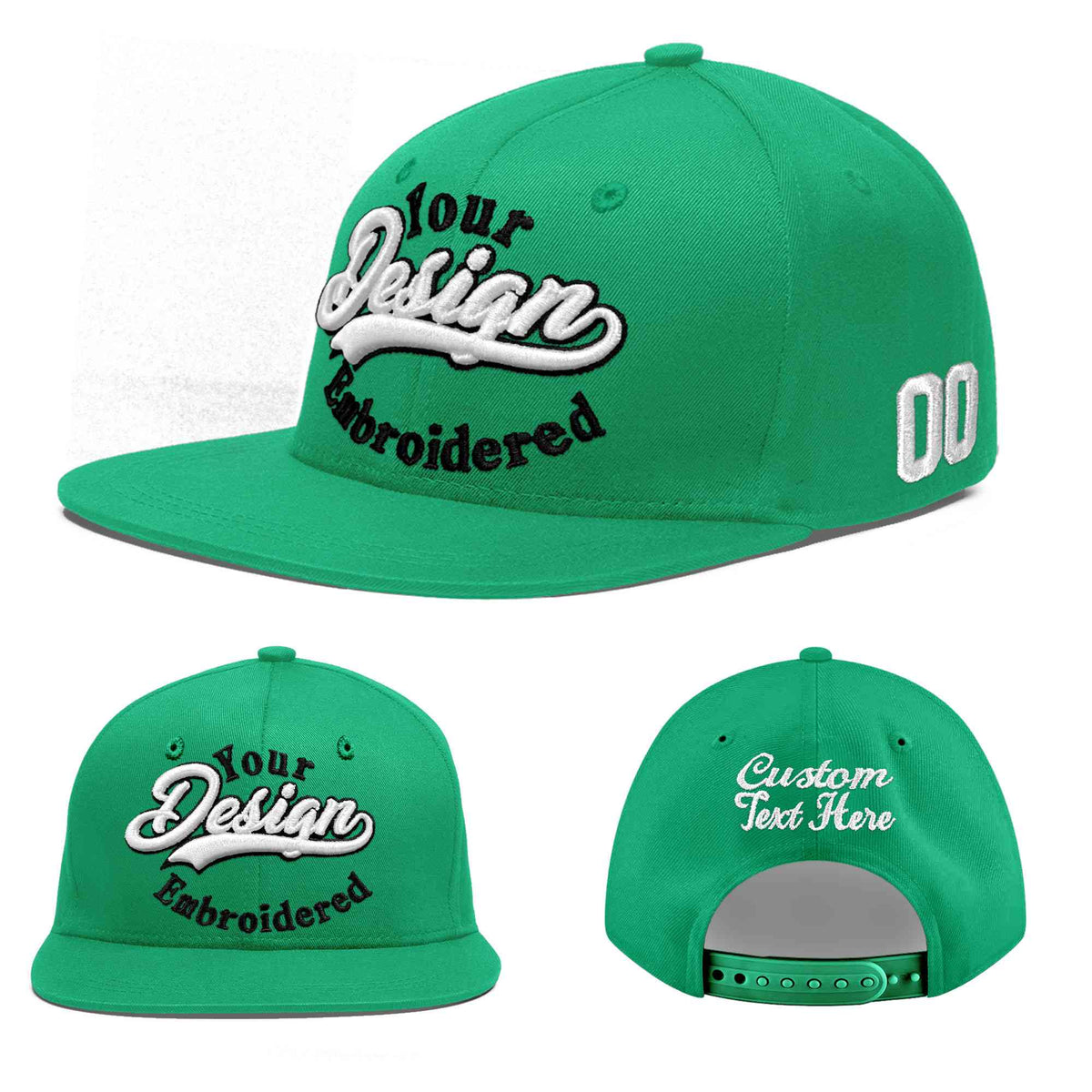 Custom Aqua 3D Puff Embroidery Flat Embroidery Casual Sport Baseball Cap