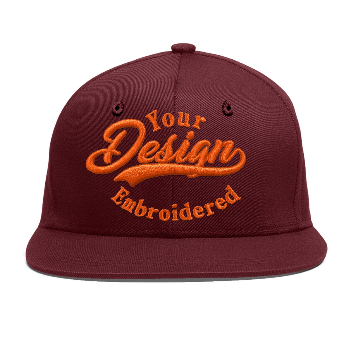 Custom Maroon 3D Puff Embroidery Flat Embroidery Casual Sport Baseball Cap