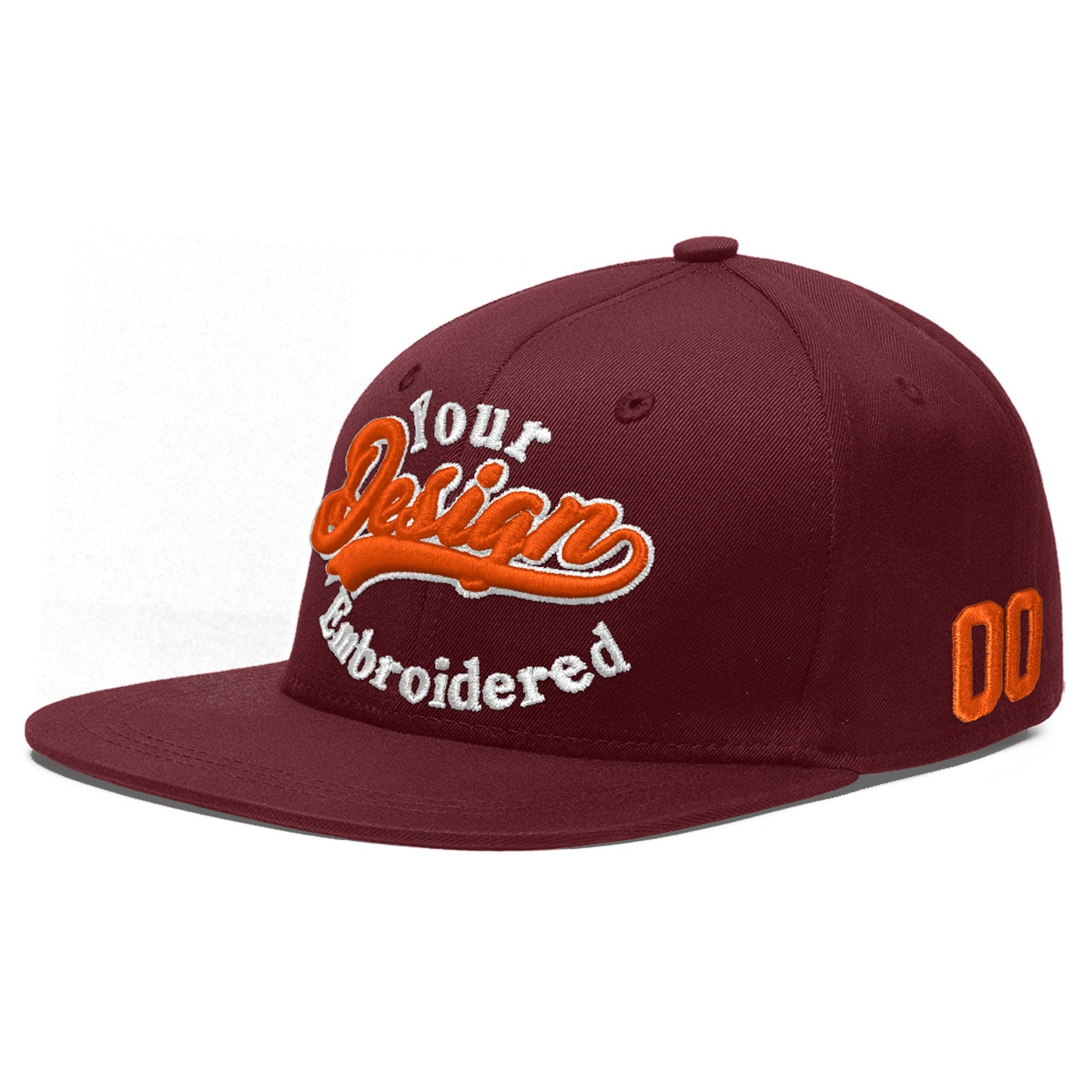 Custom Maroon 3D Puff Embroidery Flat Embroidery Casual Sport Baseball Cap