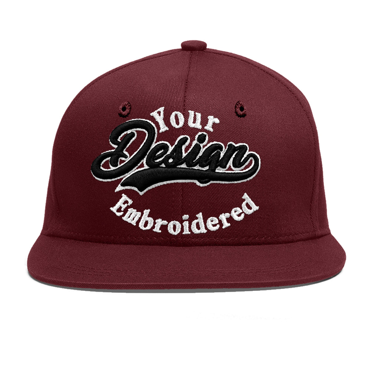 Custom Maroon 3D Puff Embroidery Flat Embroidery Casual Sport Baseball Cap