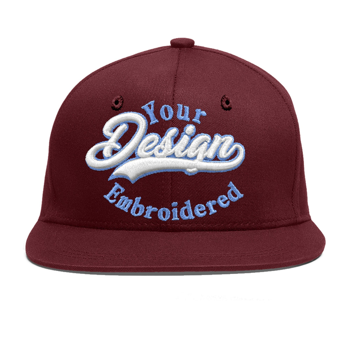 Custom Maroon 3D Puff Embroidery Flat Embroidery Casual Sport Baseball Cap