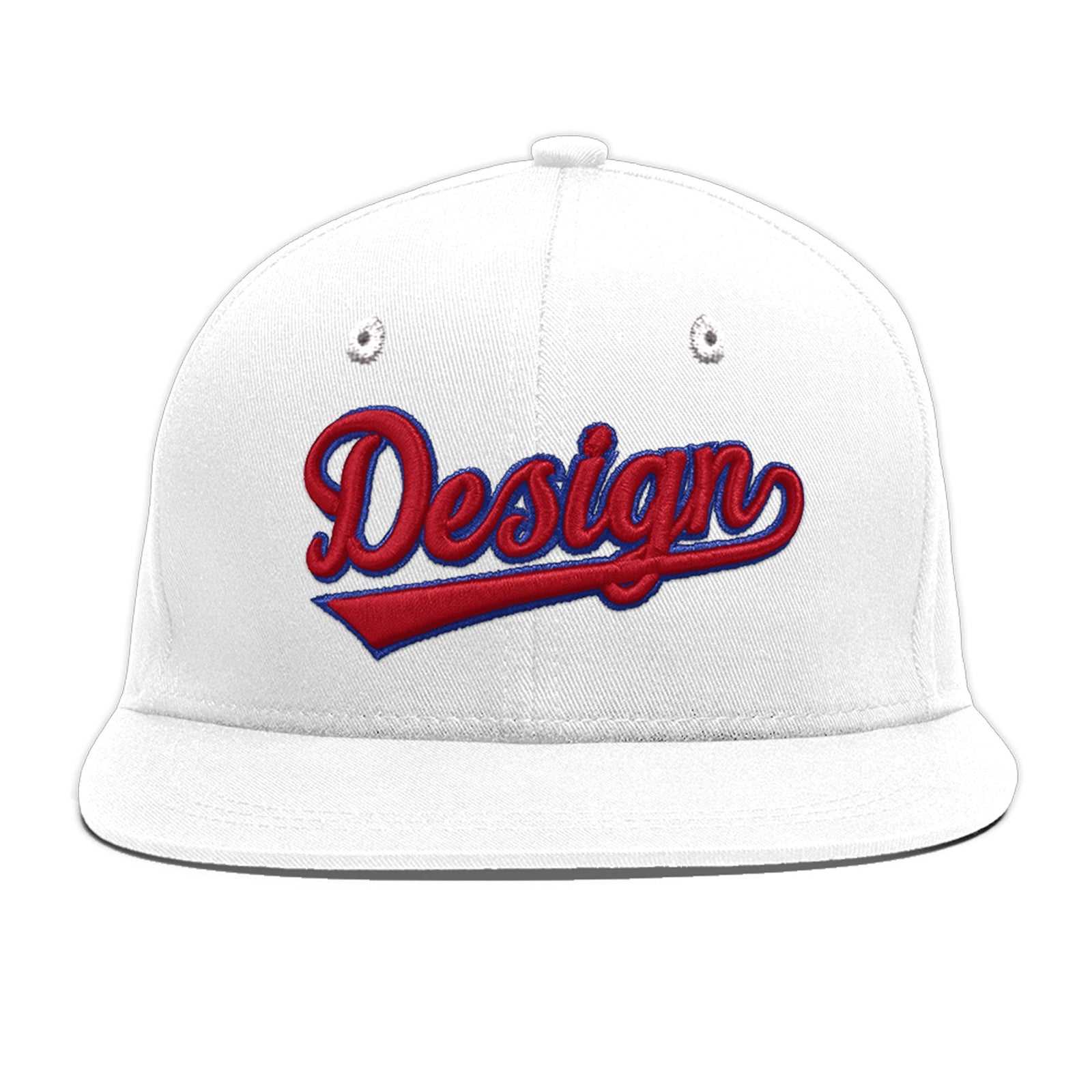Custom White 3D Puff Embroidery Flat Embroidery Casual Sport Baseball Cap