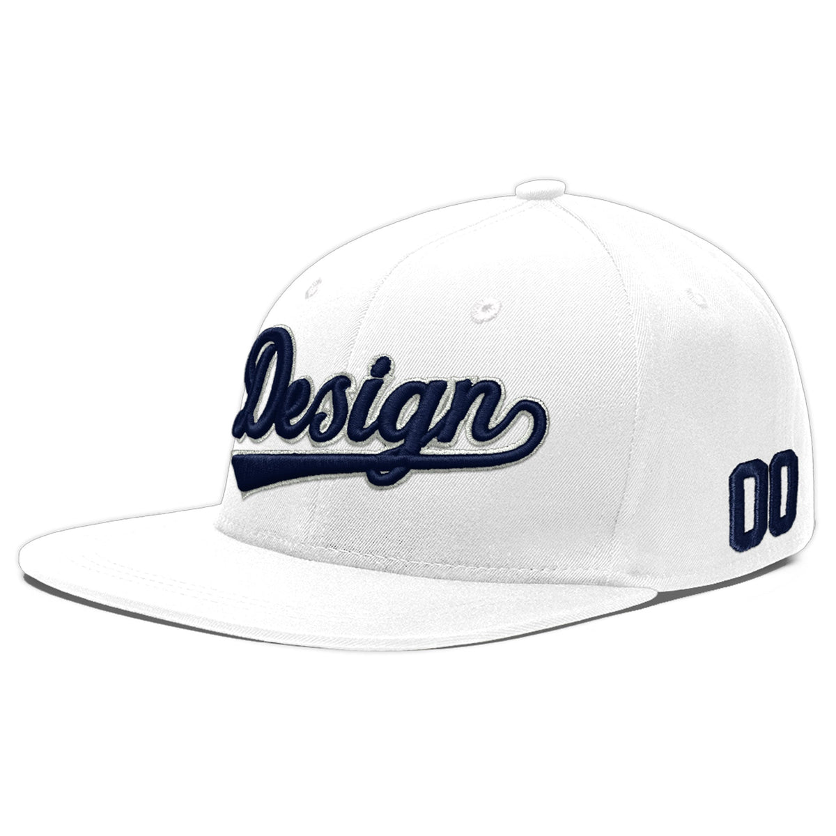 Custom White 3D Puff Embroidery Flat Embroidery Casual Sport Baseball Cap