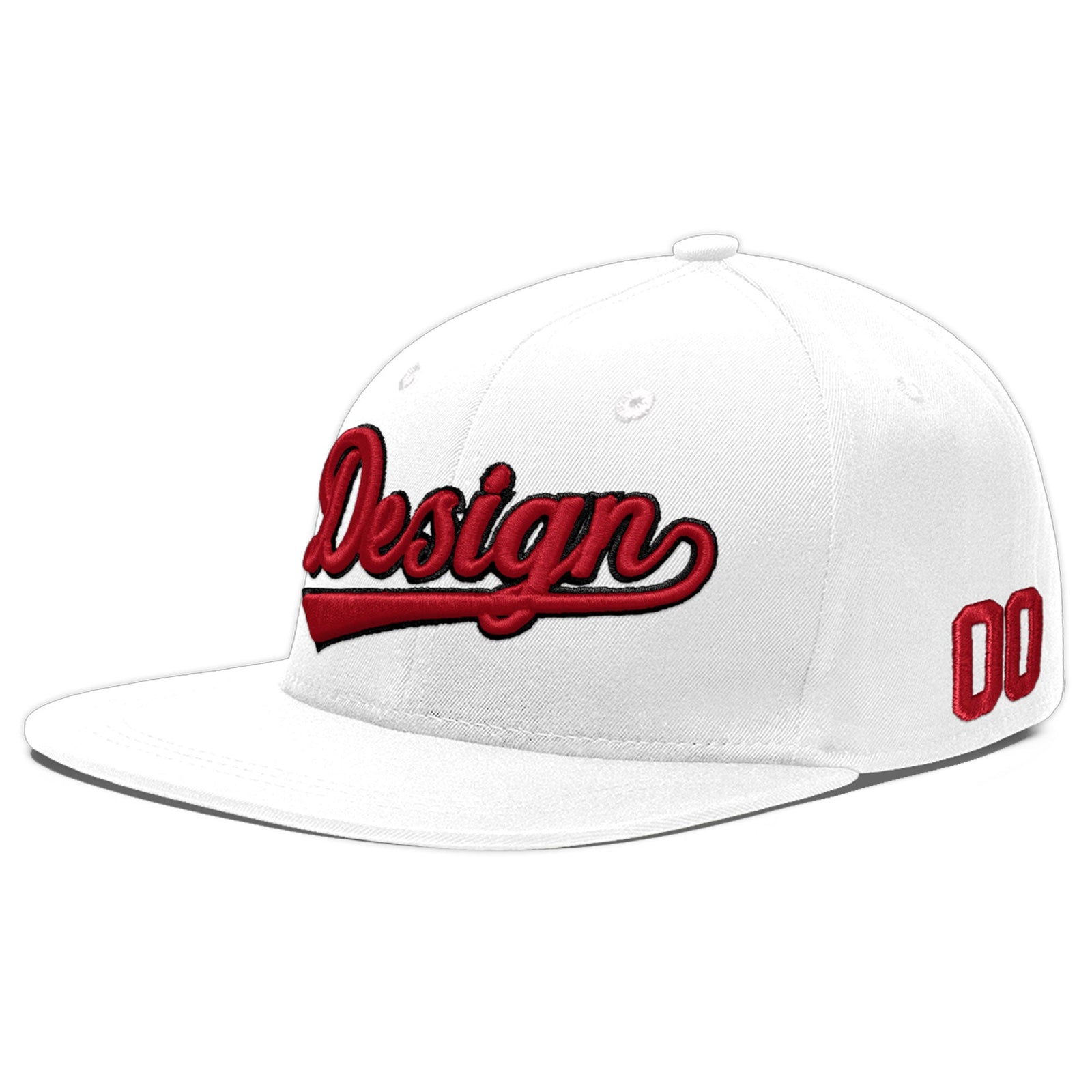 Custom White 3D Puff Embroidery Flat Embroidery Casual Sport Baseball Cap