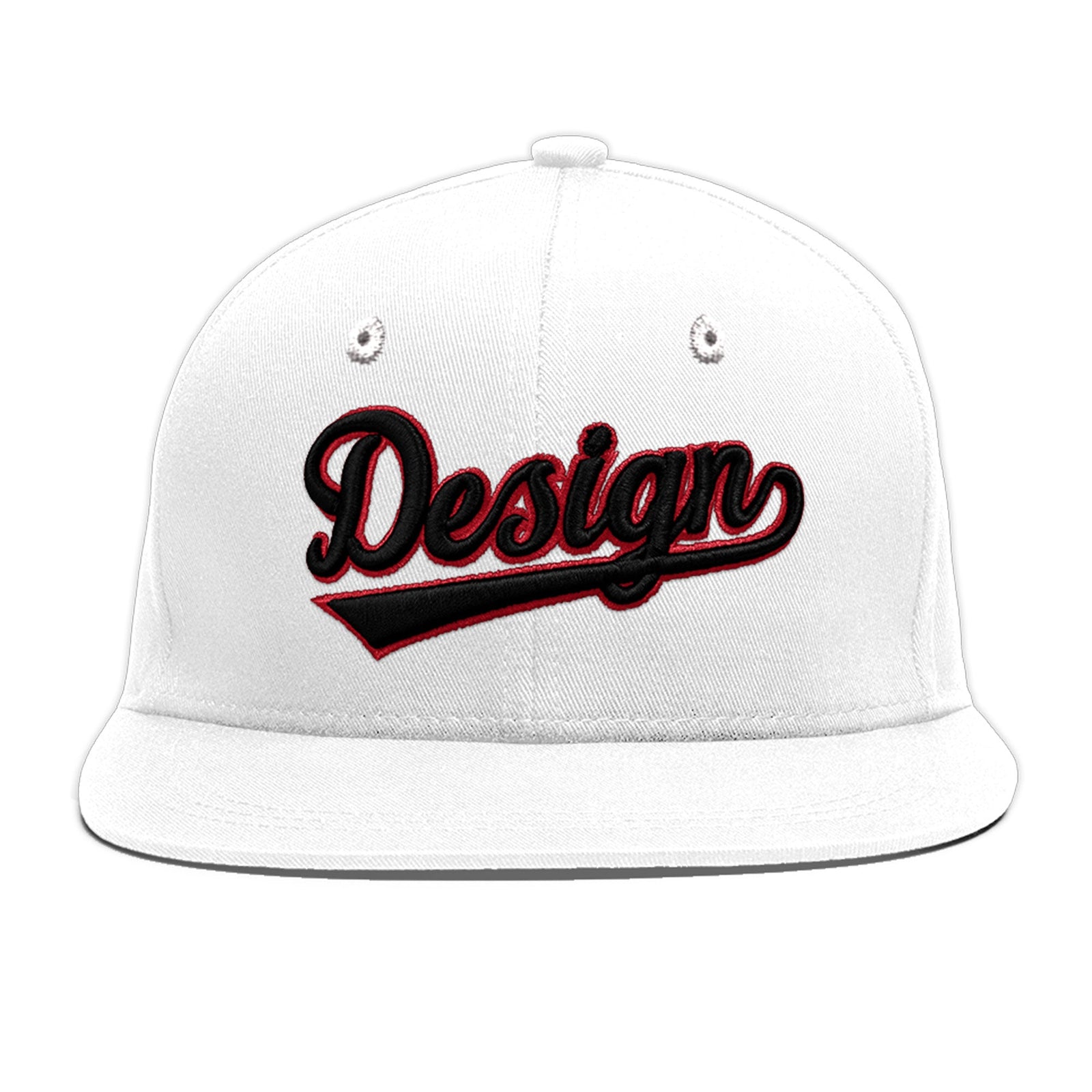 Custom White 3D Puff Embroidery Flat Embroidery Casual Sport Baseball Cap