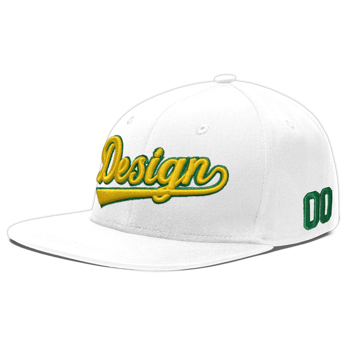 Custom White 3D Puff Embroidery Flat Embroidery Casual Sport Baseball Cap