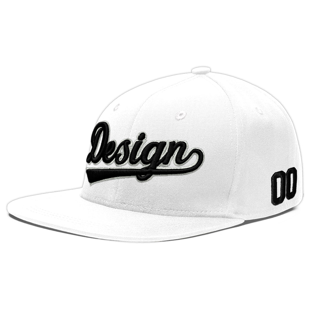 Custom White 3D Puff Embroidery Flat Embroidery Casual Sport Baseball Cap