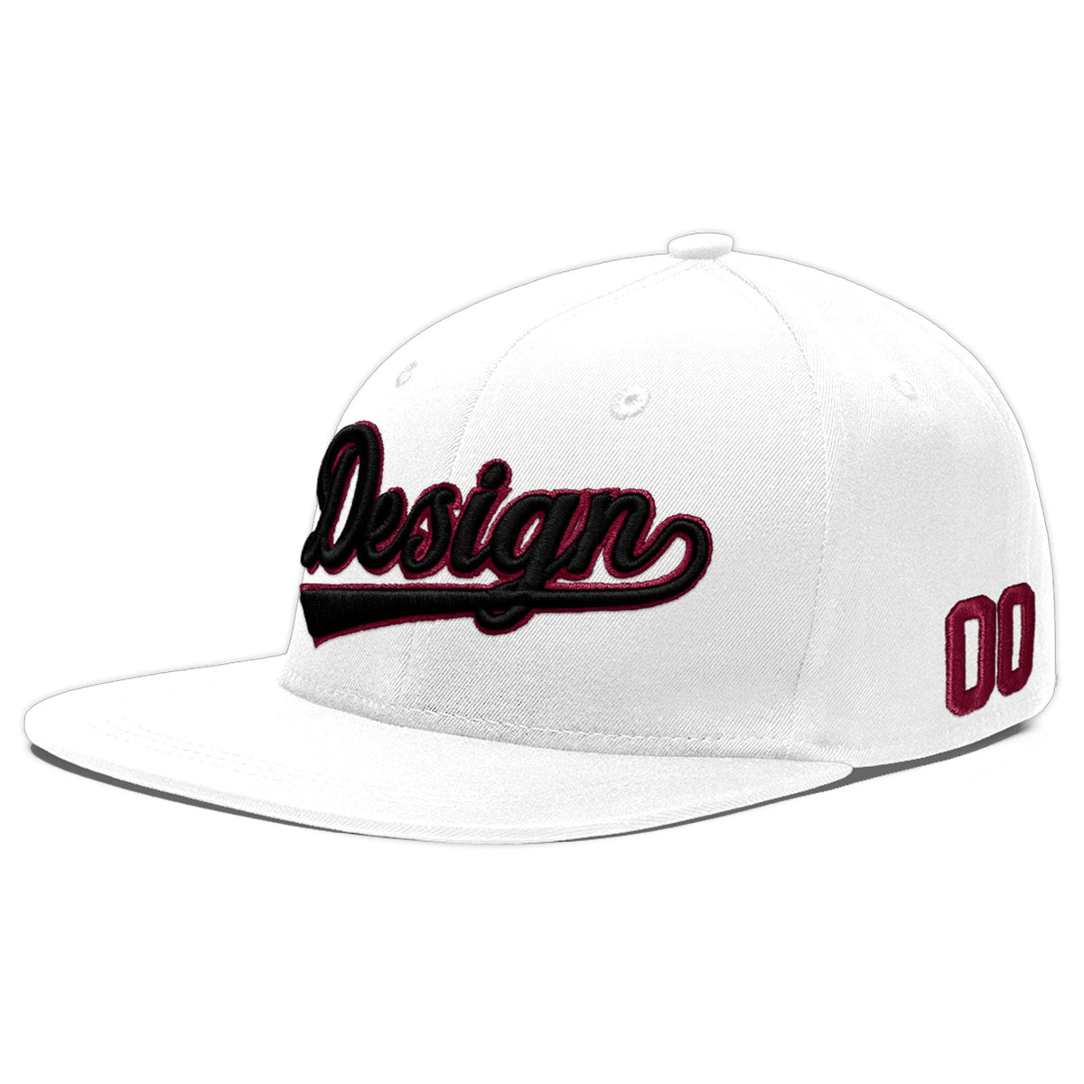Custom White 3D Puff Embroidery Flat Embroidery Casual Sport Baseball Cap