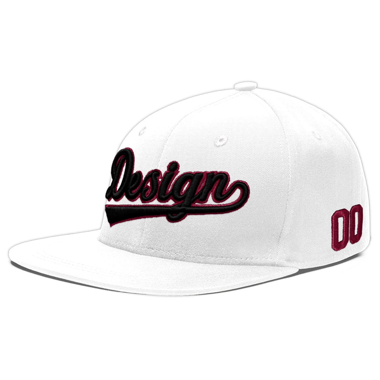 Custom White 3D Puff Embroidery Flat Embroidery Casual Sport Baseball Cap