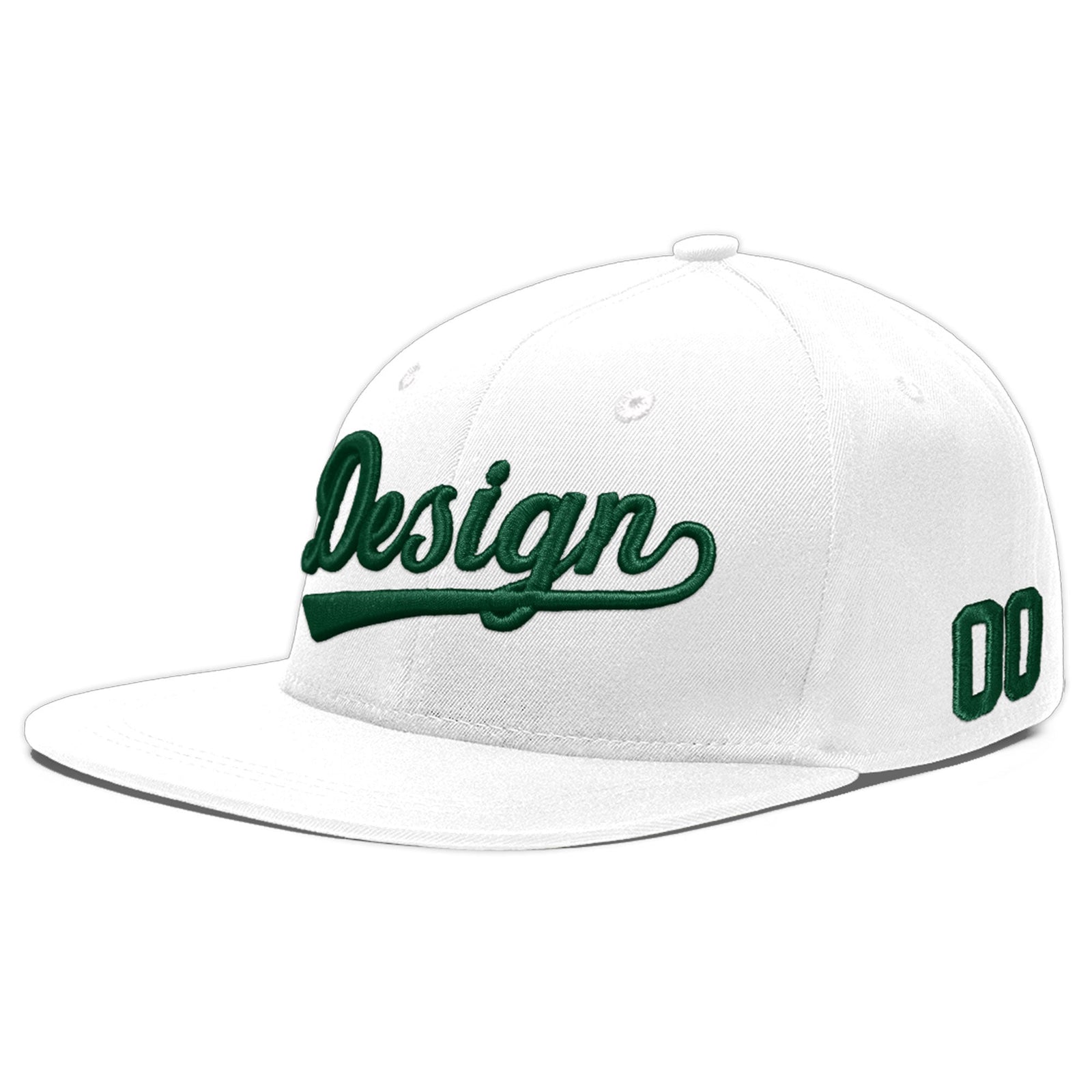 Custom White 3D Puff Embroidery Flat Embroidery Casual Sport Baseball Cap