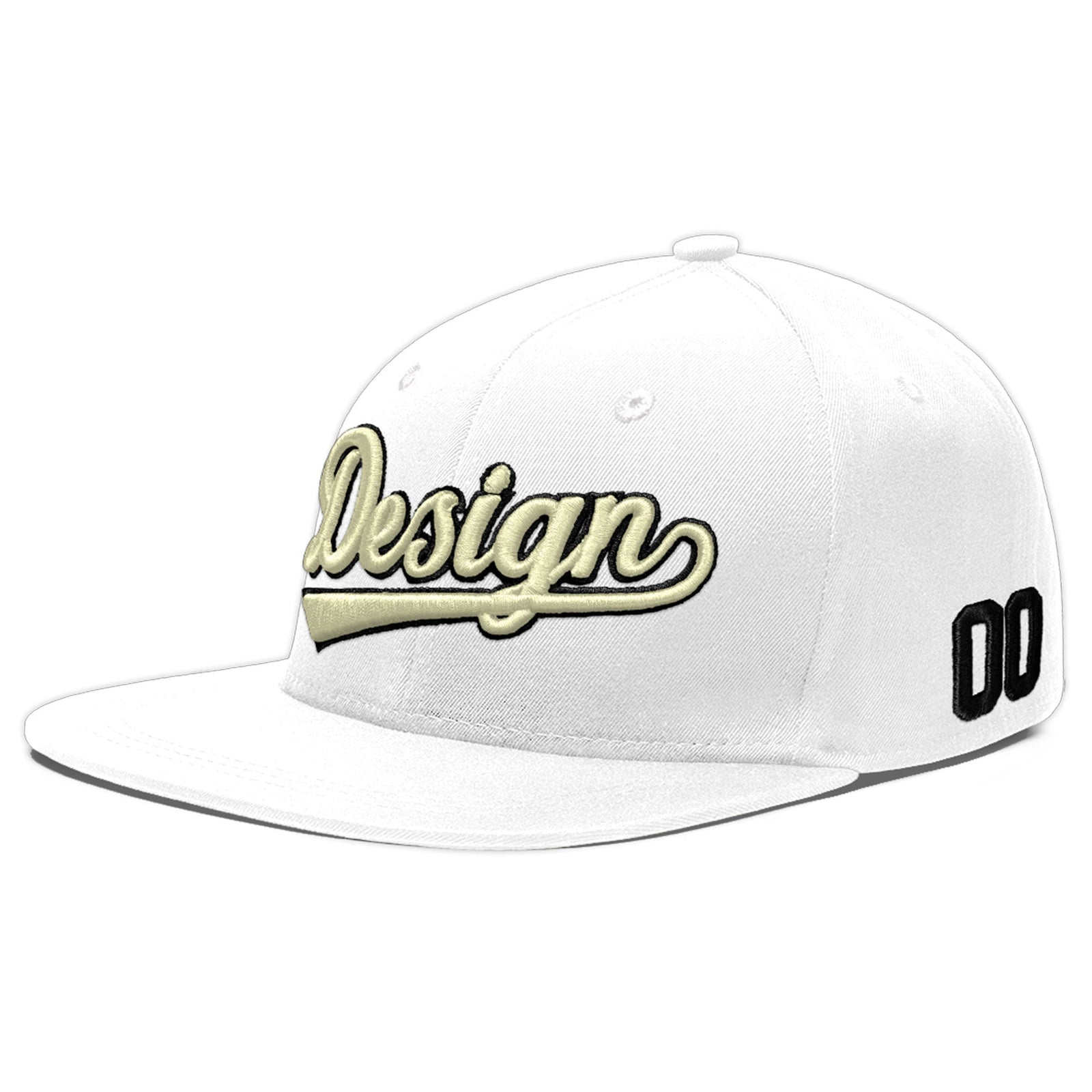Custom White 3D Puff Embroidery Flat Embroidery Casual Sport Baseball Cap