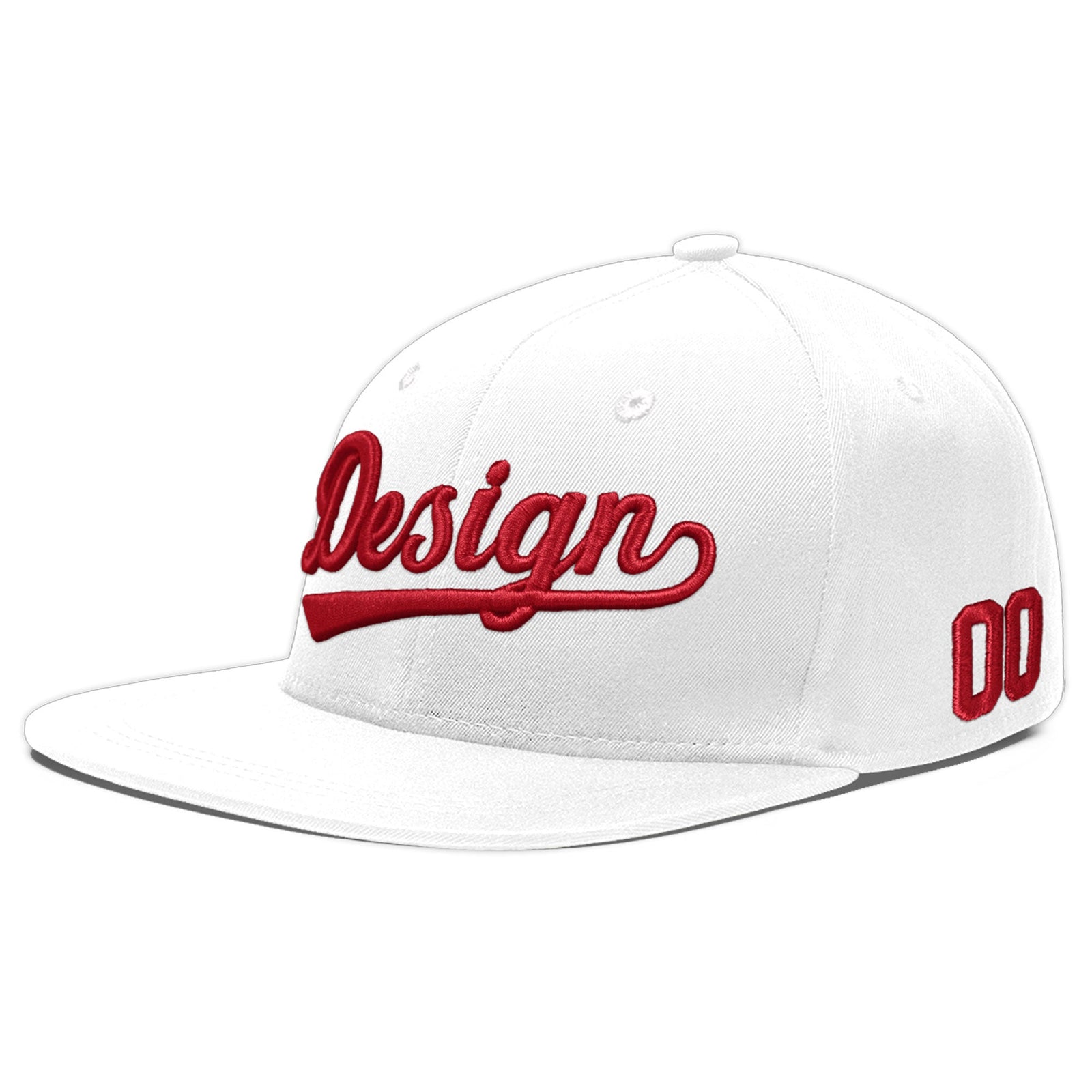 Custom White 3D Puff Embroidery Flat Embroidery Casual Sport Baseball Cap