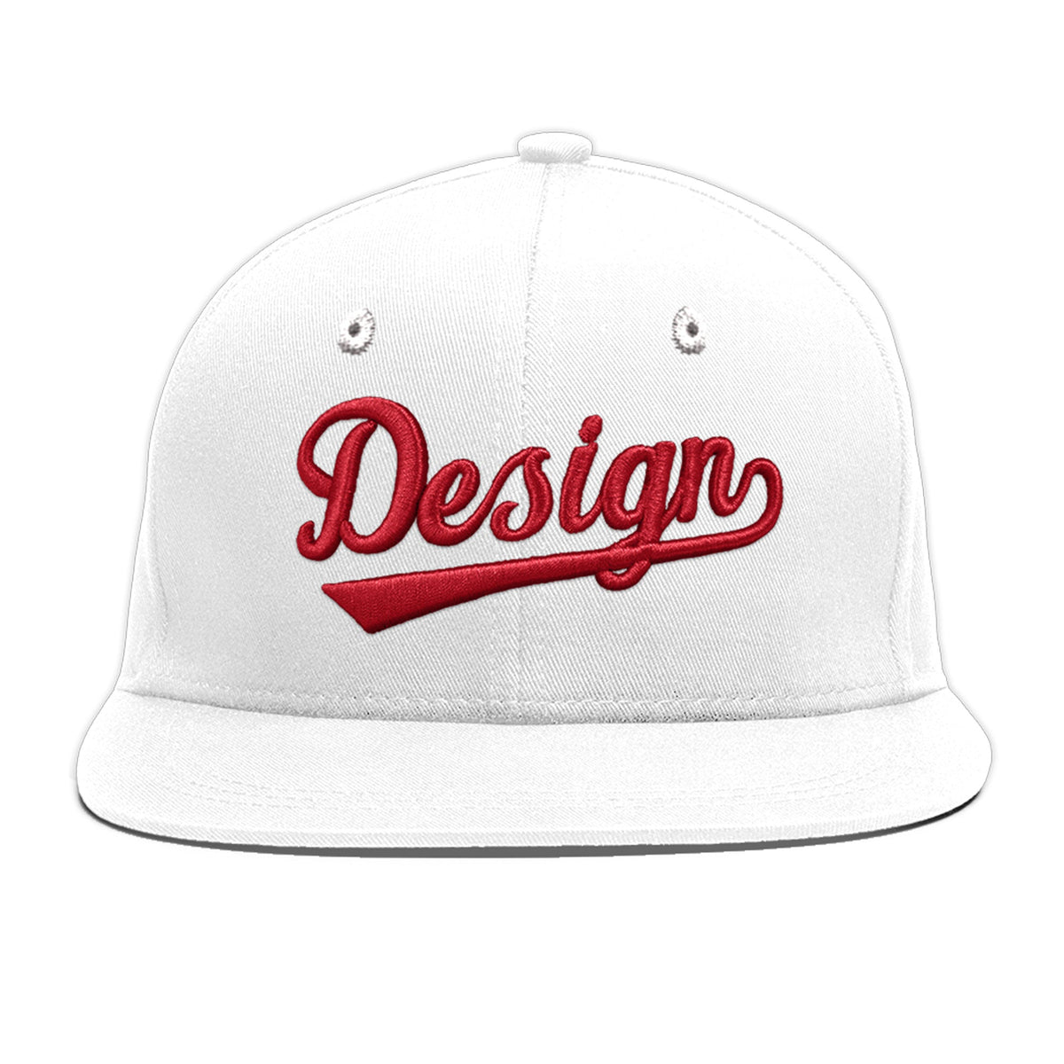 Custom White 3D Puff Embroidery Flat Embroidery Casual Sport Baseball Cap