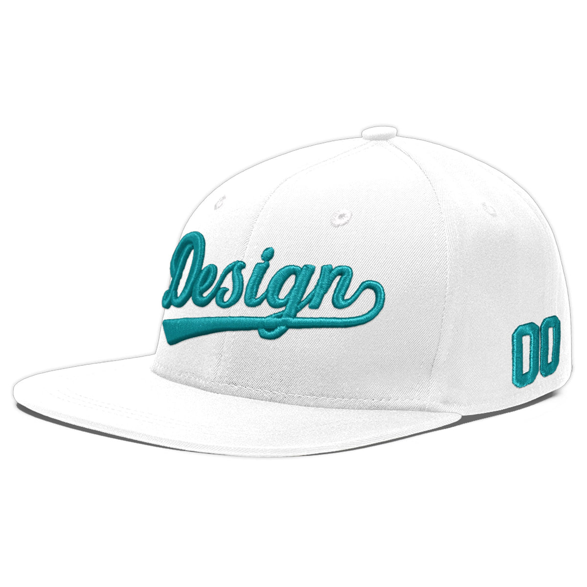 Custom White 3D Puff Embroidery Flat Embroidery Casual Sport Baseball Cap