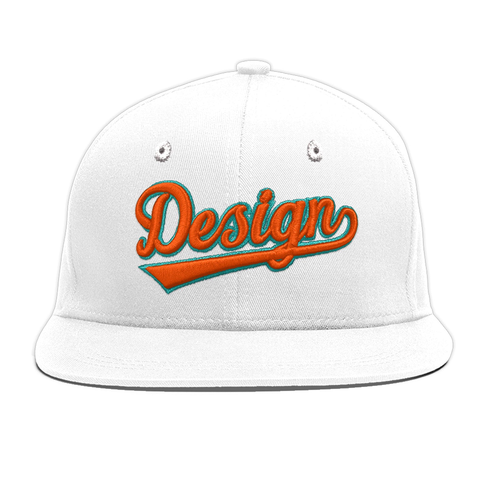 Custom White 3D Puff Embroidery Flat Embroidery Casual Sport Baseball Cap