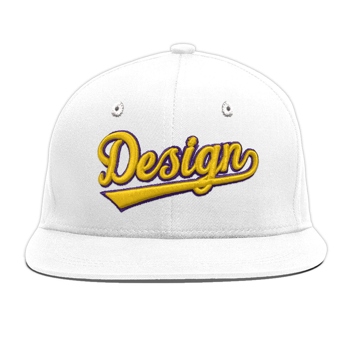 Custom White 3D Puff Embroidery Flat Embroidery Casual Sport Baseball Cap