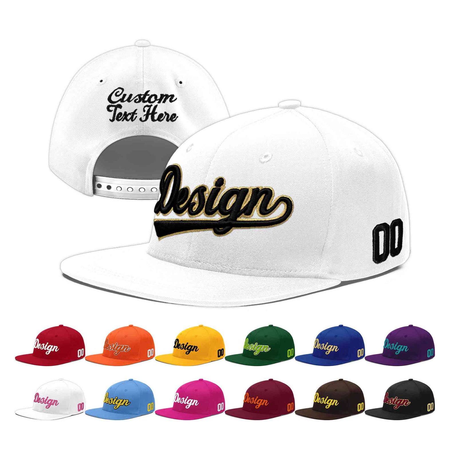 Custom White 3D Puff Embroidery Flat Embroidery Casual Sport Baseball Cap