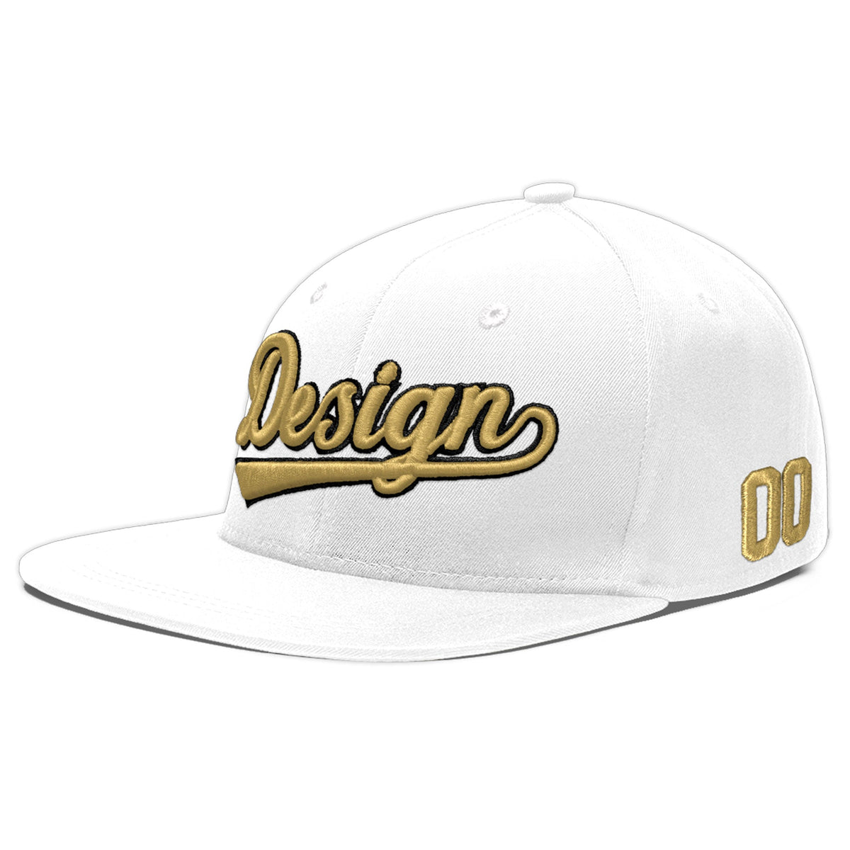 Custom White 3D Puff Embroidery Flat Embroidery Casual Sport Baseball Cap