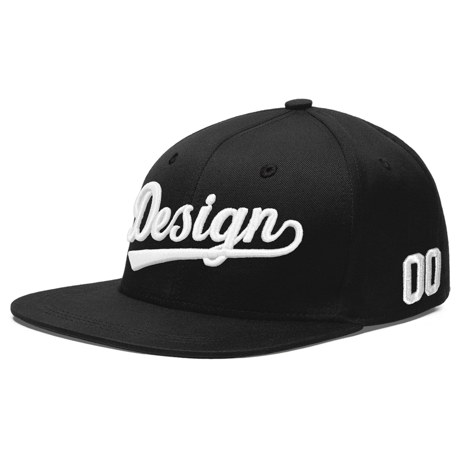 Custom Black 3D Puff Embroidery Flat Embroidery Casual Sport Baseball Cap