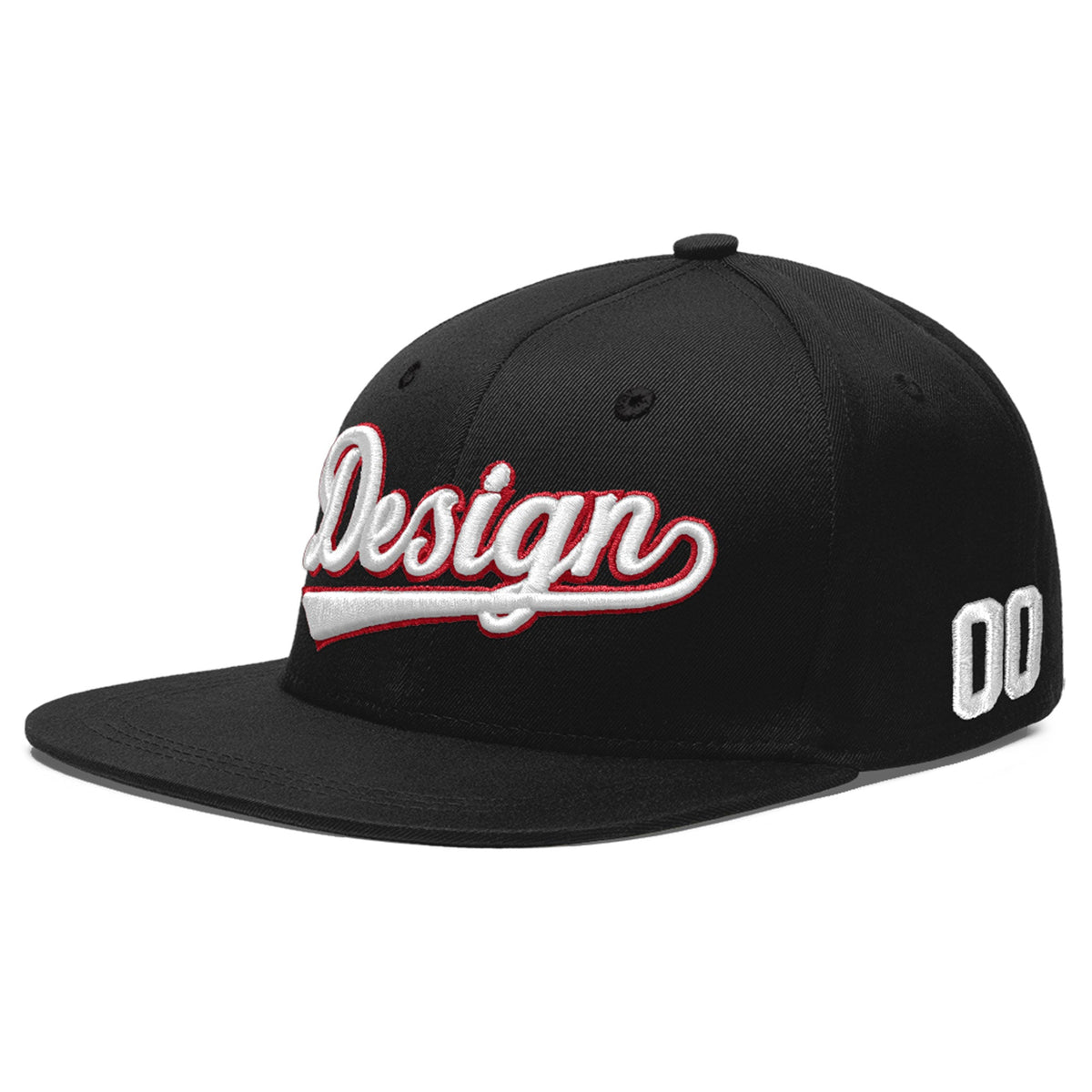 Custom Black 3D Puff Embroidery Flat Embroidery Casual Sport Baseball Cap