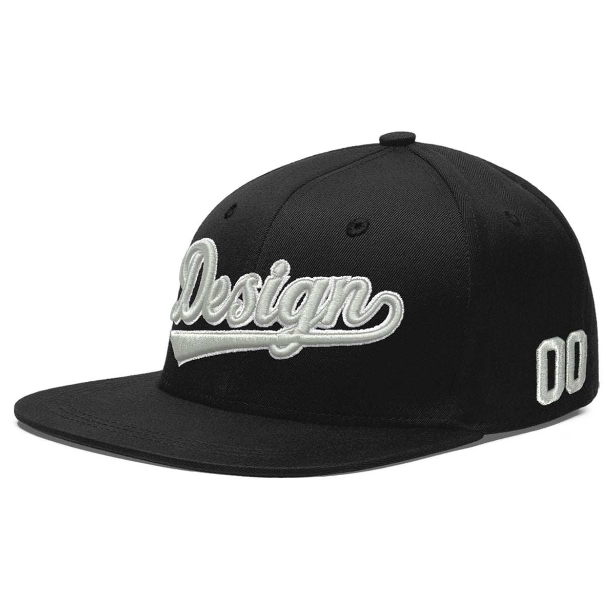 Custom Black 3D Puff Embroidery Flat Embroidery Casual Sport Baseball Cap