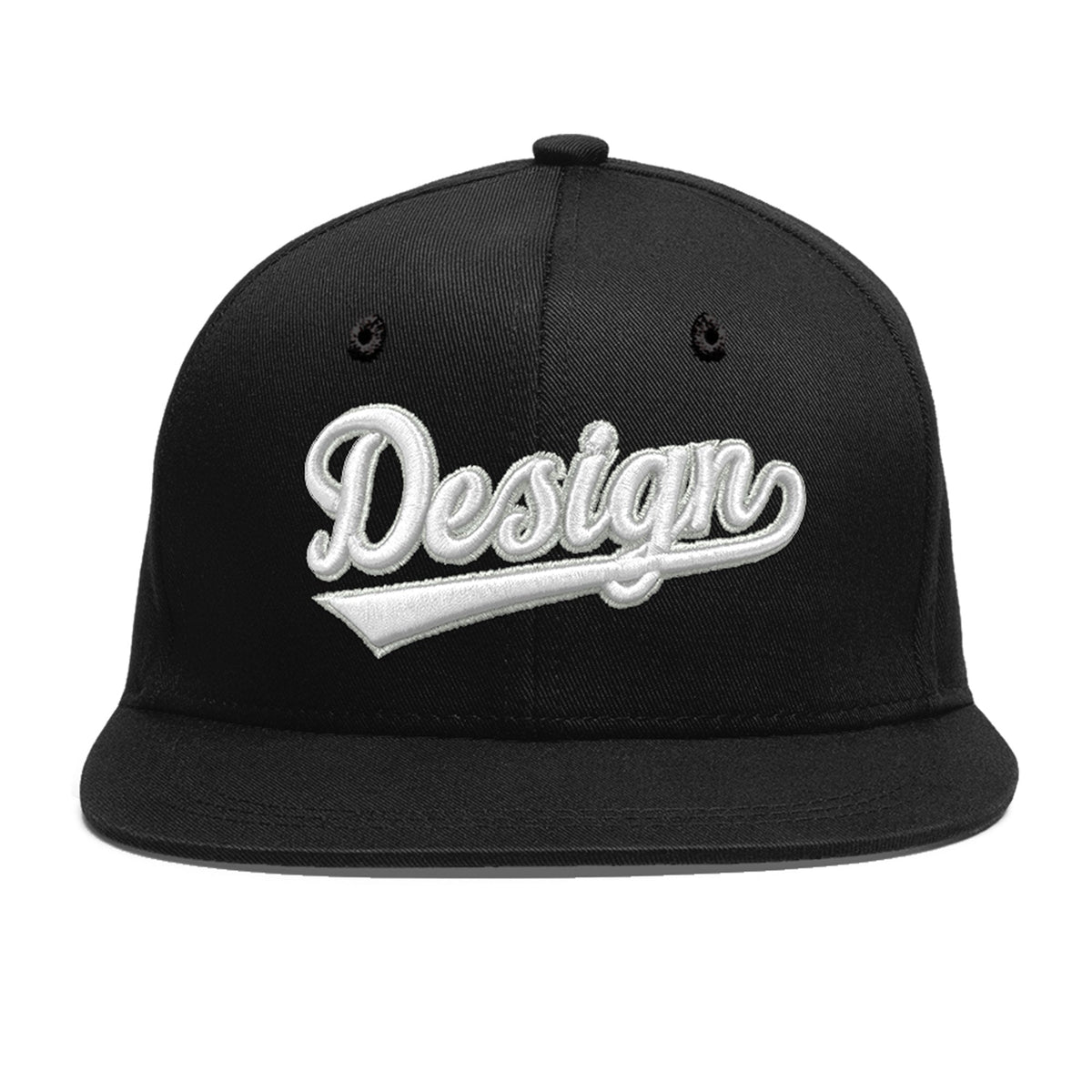 Custom Black 3D Puff Embroidery Flat Embroidery Casual Sport Baseball Cap