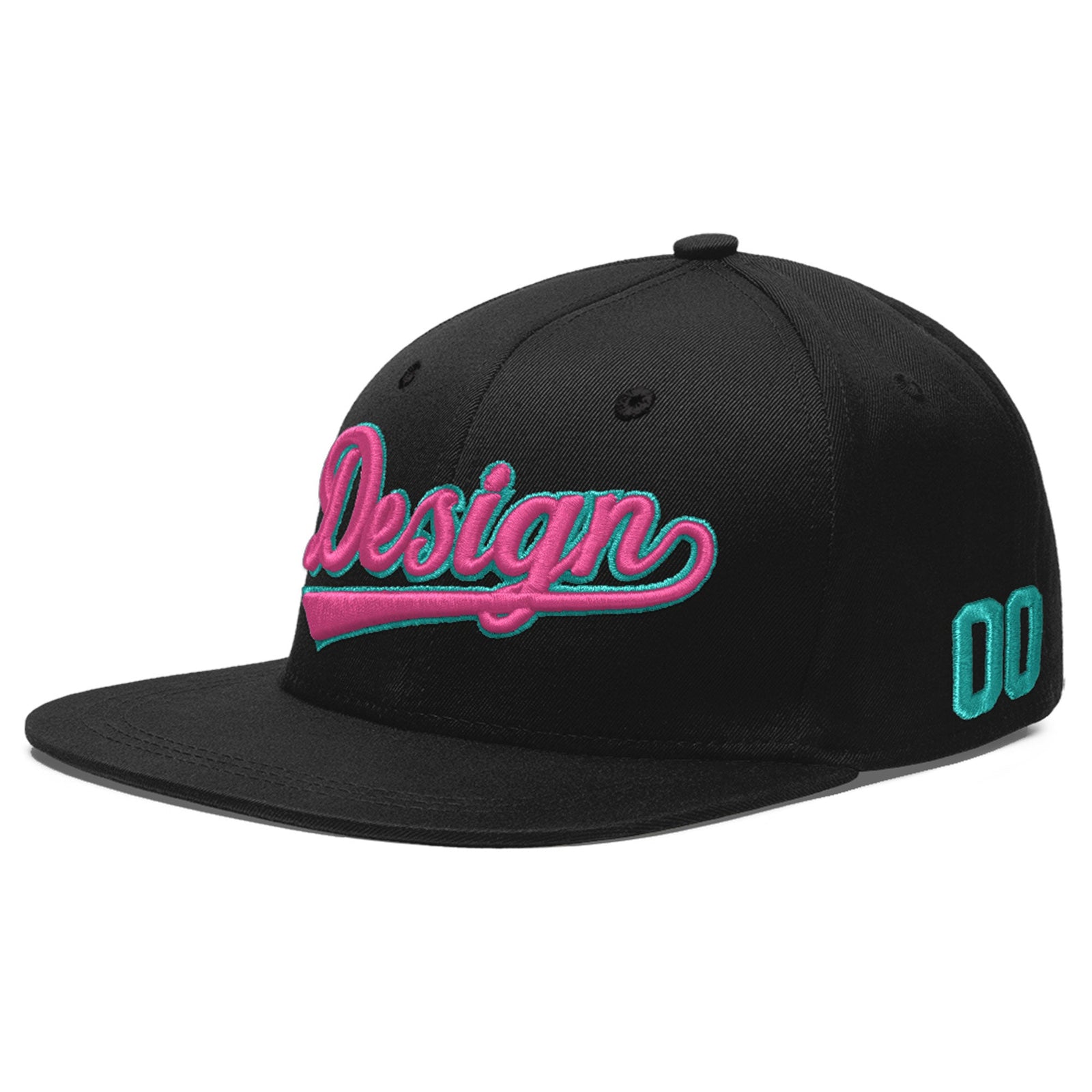 Custom Black 3D Puff Embroidery Flat Embroidery Casual Sport Baseball Cap