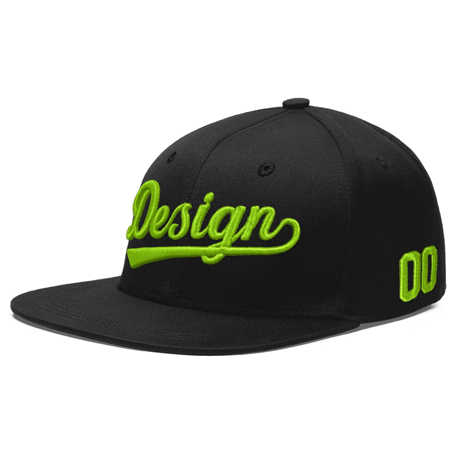Custom Black 3D Puff Embroidery Flat Embroidery Casual Sport Baseball Cap