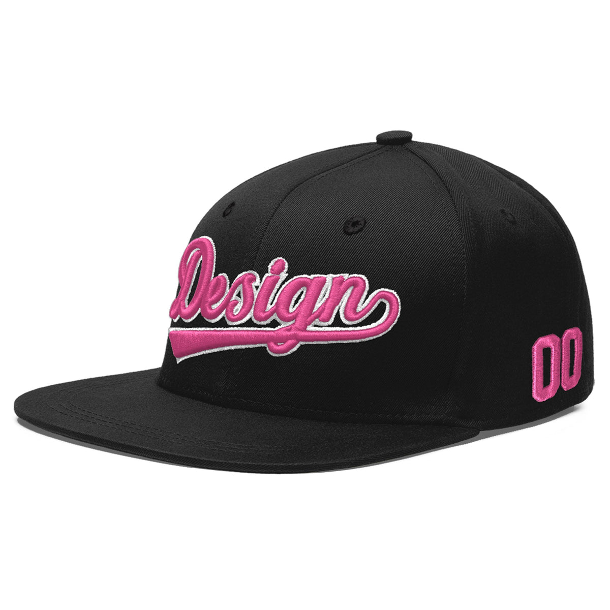 Custom Black 3D Puff Embroidery Flat Embroidery Casual Sport Baseball Cap