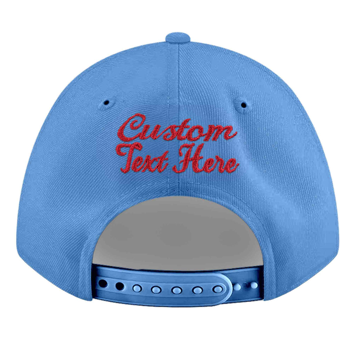 Custom Powder Blue 3D Puff Embroidery Flat Embroidery Casual Sport Baseball Cap