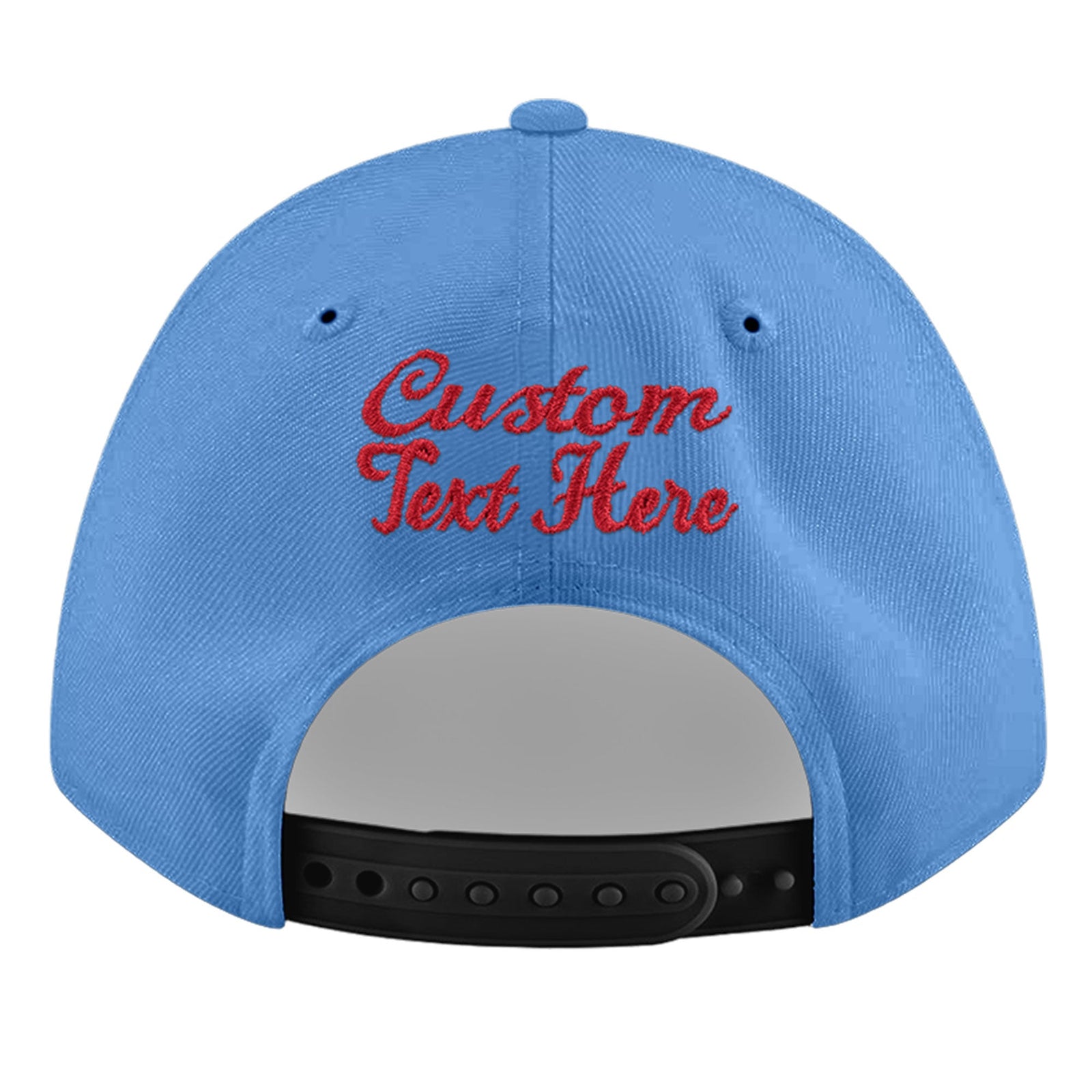 Custom Powder Blue 3D Puff Embroidery Flat Embroidery Casual Sport Baseball Cap