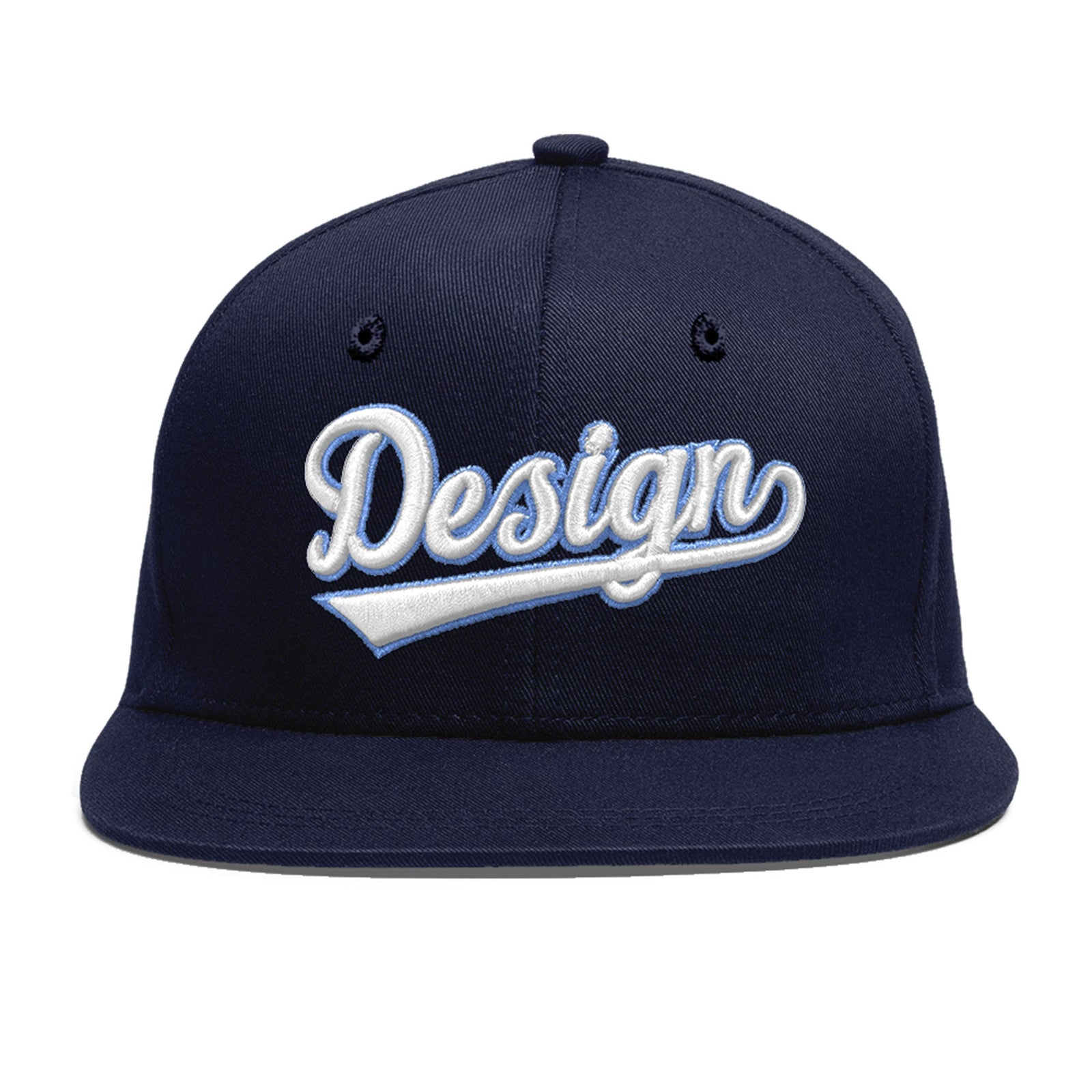 Custom Navy 3D Puff Embroidery Flat Embroidery Casual Sport Baseball Cap