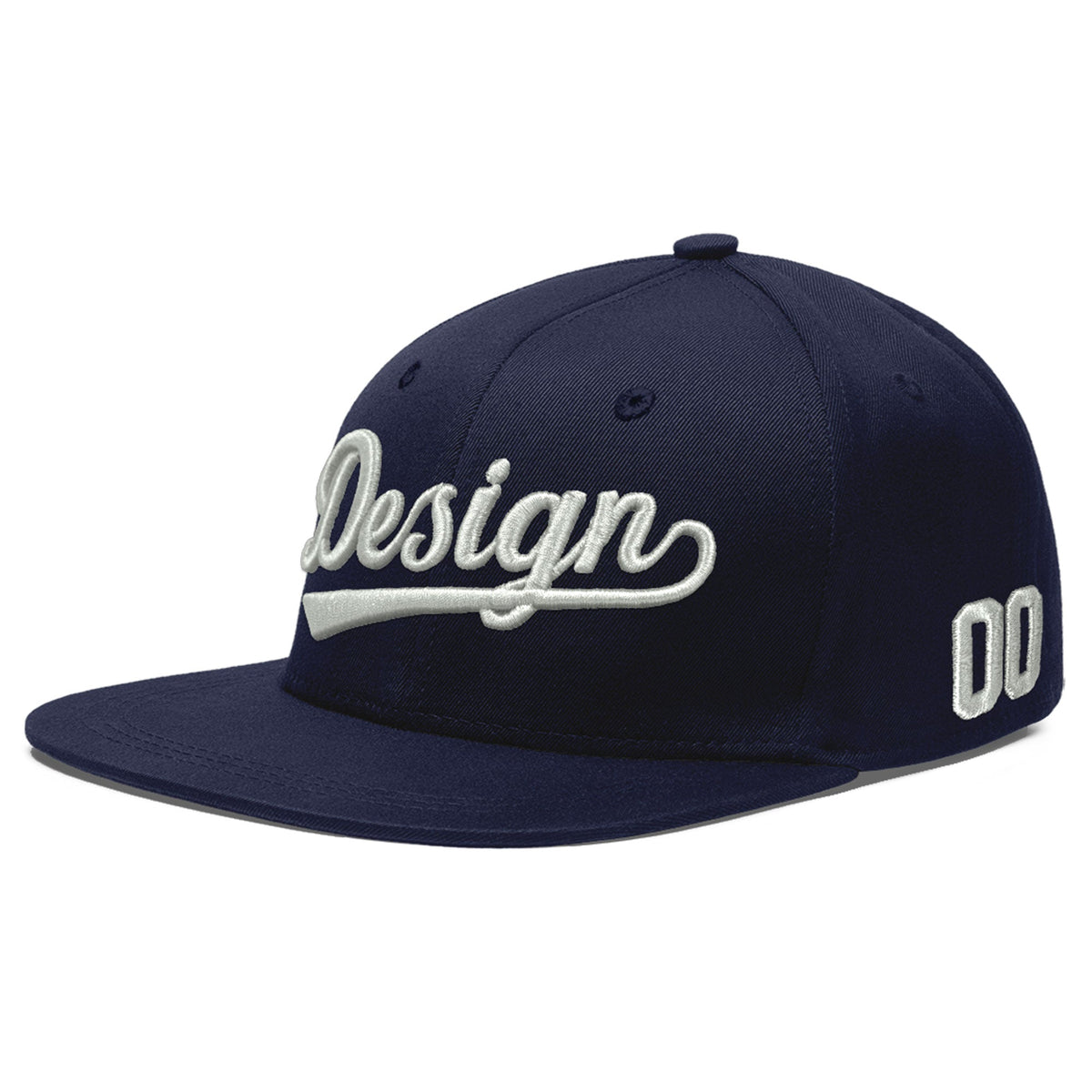 Custom Navy 3D Puff Embroidery Flat Embroidery Casual Sport Baseball Cap