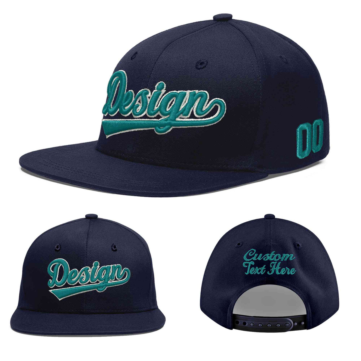 Custom Navy 3D Puff Embroidery Flat Embroidery Casual Sport Baseball Cap