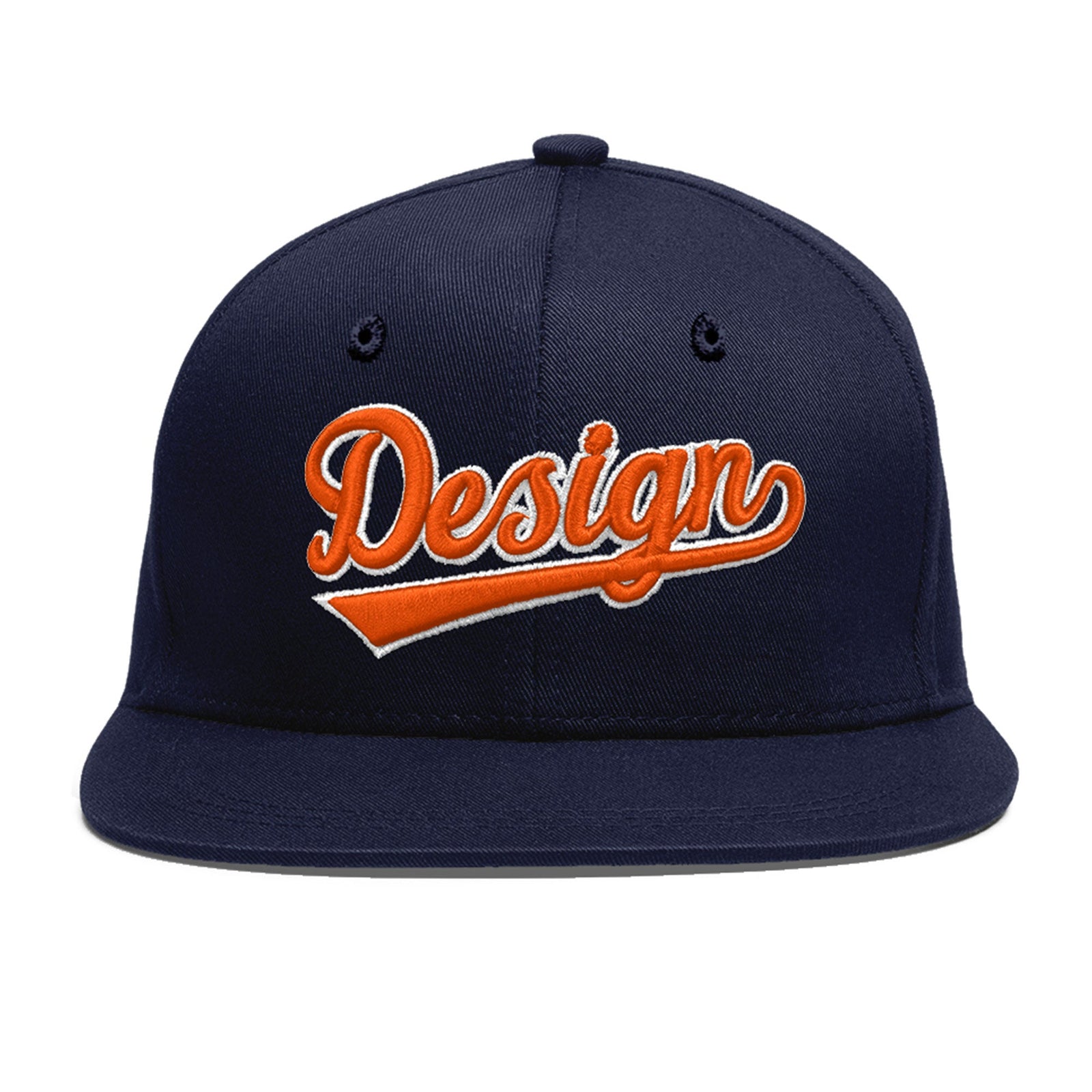 Custom Navy 3D Puff Embroidery Flat Embroidery Casual Sport Baseball Cap