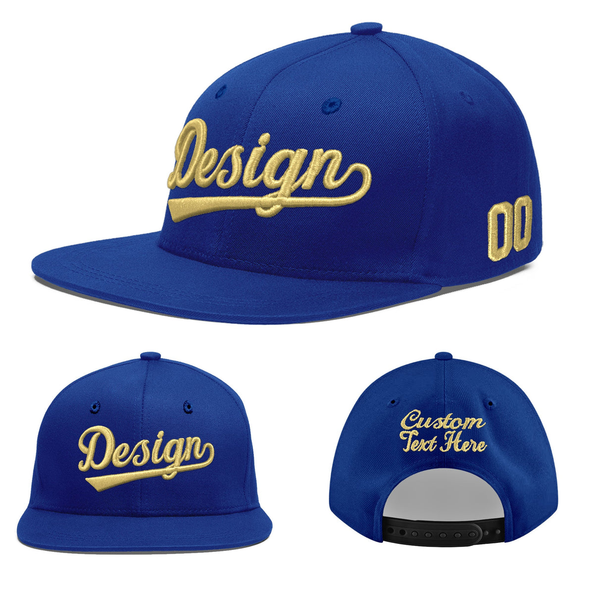 Custom Royal 3D Puff Embroidery Flat Embroidery Casual Sport Baseball Cap