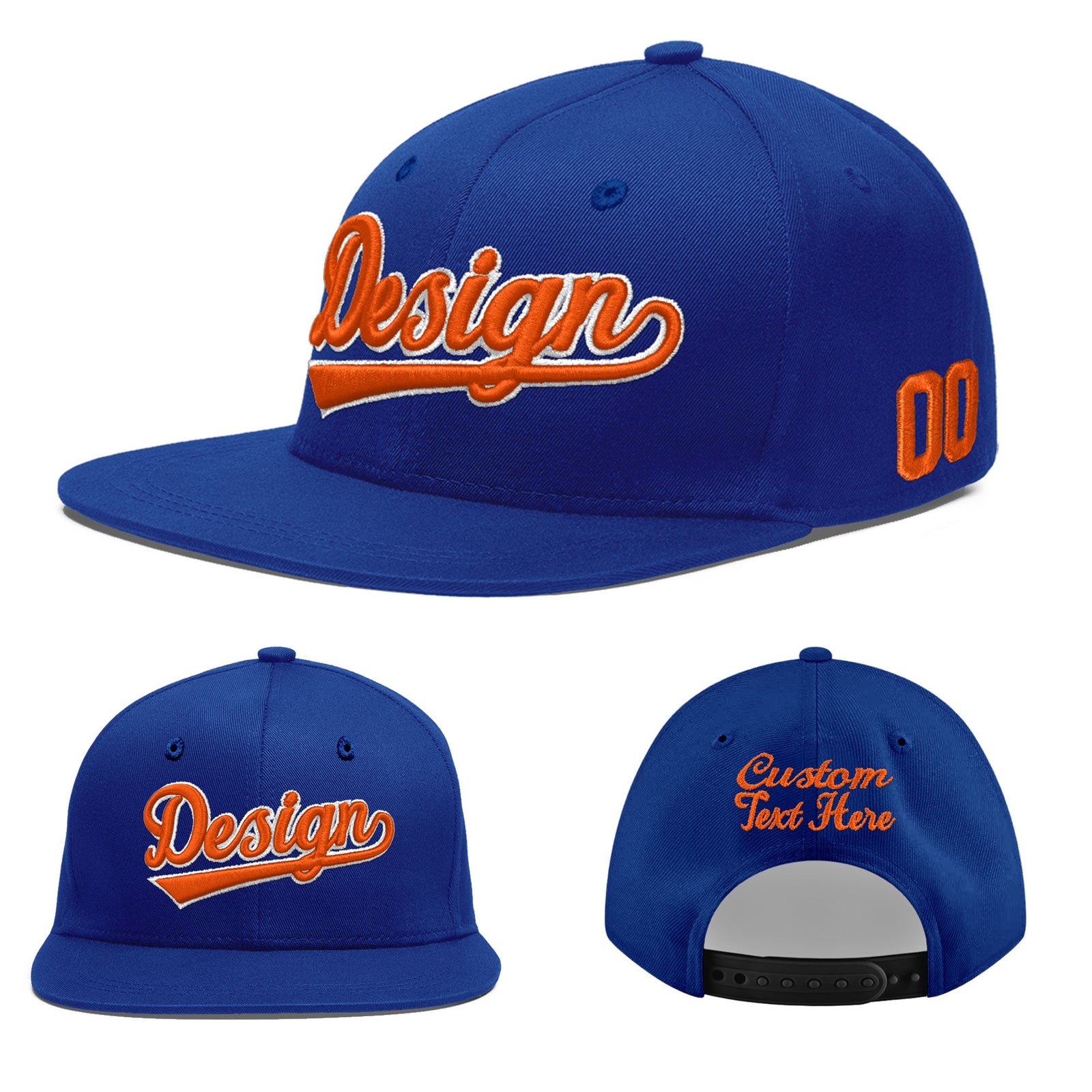 Custom Royal 3D Puff Embroidery Flat Embroidery Casual Sport Baseball Cap