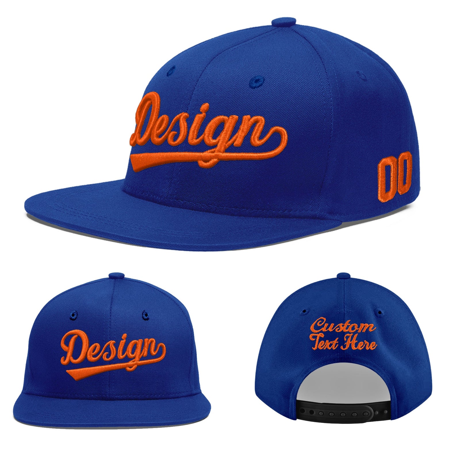 Custom Royal 3D Puff Embroidery Flat Embroidery Casual Sport Baseball Cap